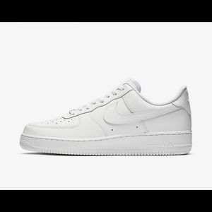 Air Force 1’s, all white, pre-owned,